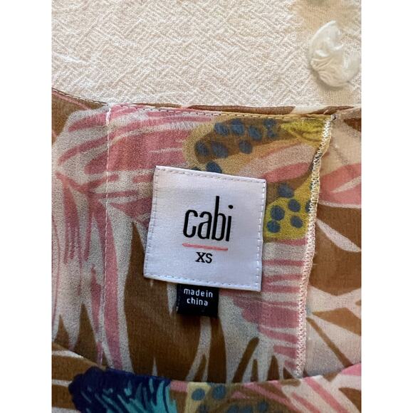 CAbi Parlor Top Tropical Orchid Split Back Layered Sleeveless Blouse XS #5216 - Picture 3 of 5